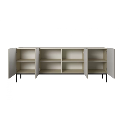 Komoda Nicole 200 cm na metalowych nogach - kaszmir / czarne nóżki